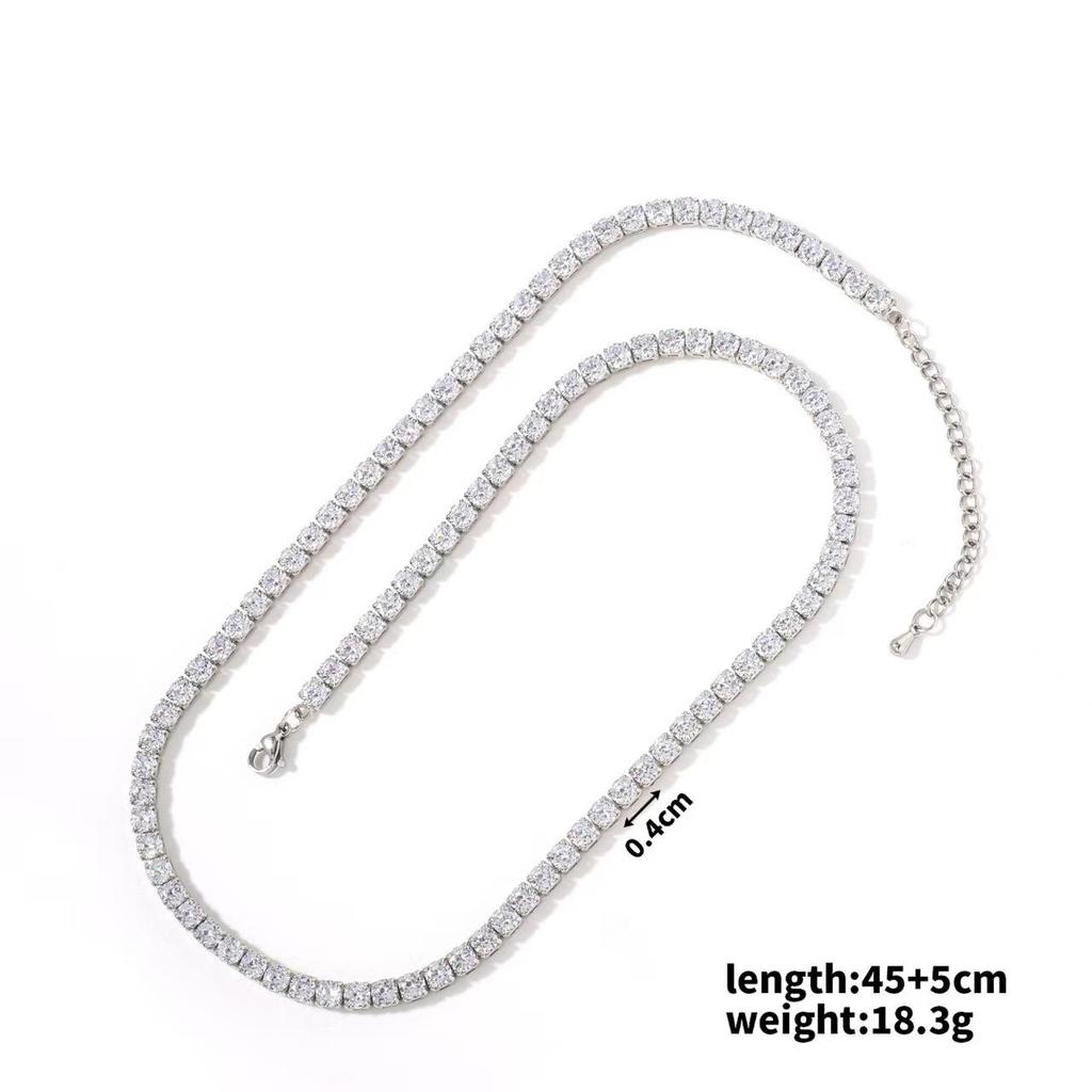 Bunte Zirkon Hip Hop Halskette: Einreihige Kristallkette Modeschmuck für Damen