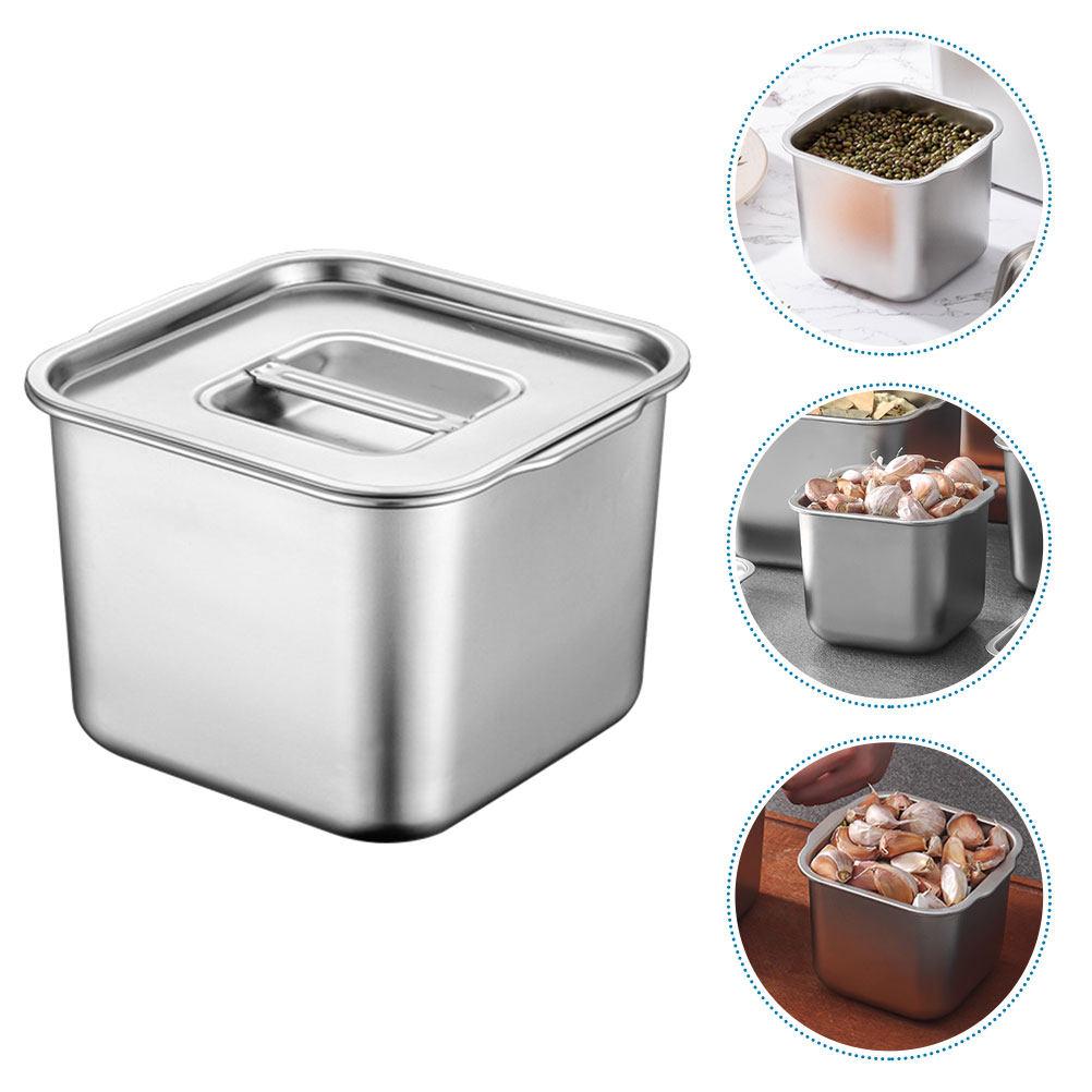 

Stainless Steel Spice Box Multi Functional Condiment Container for Kitchen Seasoning Storage Jar with Handle Design 12X12X10CM