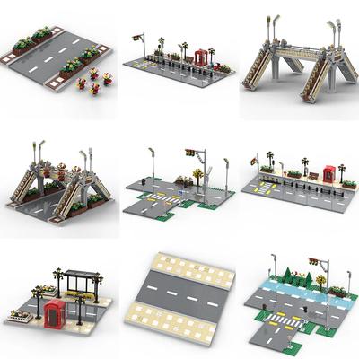 Building Blocks 60304 Urban Road Floor Road T-type Road Plate Street Light Luminous Bridge Pedestrian Straight