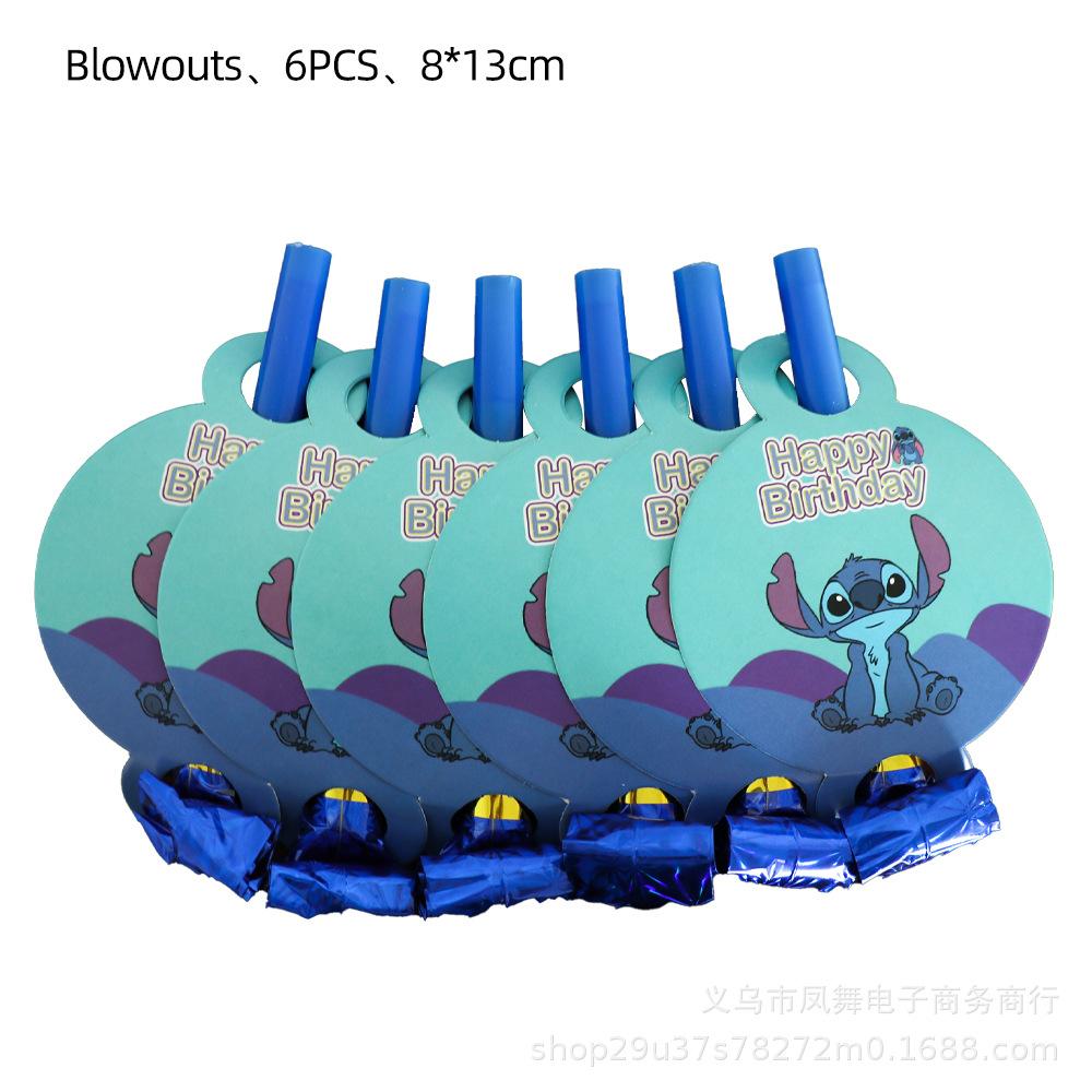 Spot Blue Stitch Party Decorations Blue Star Baby Paper Plate Paper Cup Flag Candy Box