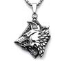 Necklace Wolf Head Retro Punk Men Viking Wolf Fashion Hip Hop Pendant