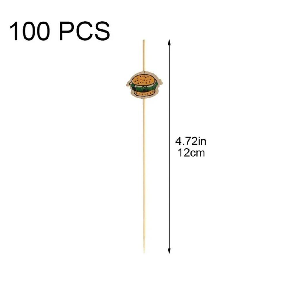 100 Pcs Hamburger Cocktail Picks Sticks Fruit Sandwich Food Picks Decorative Bamboo Fork Accessories for Birthday Wedding Party