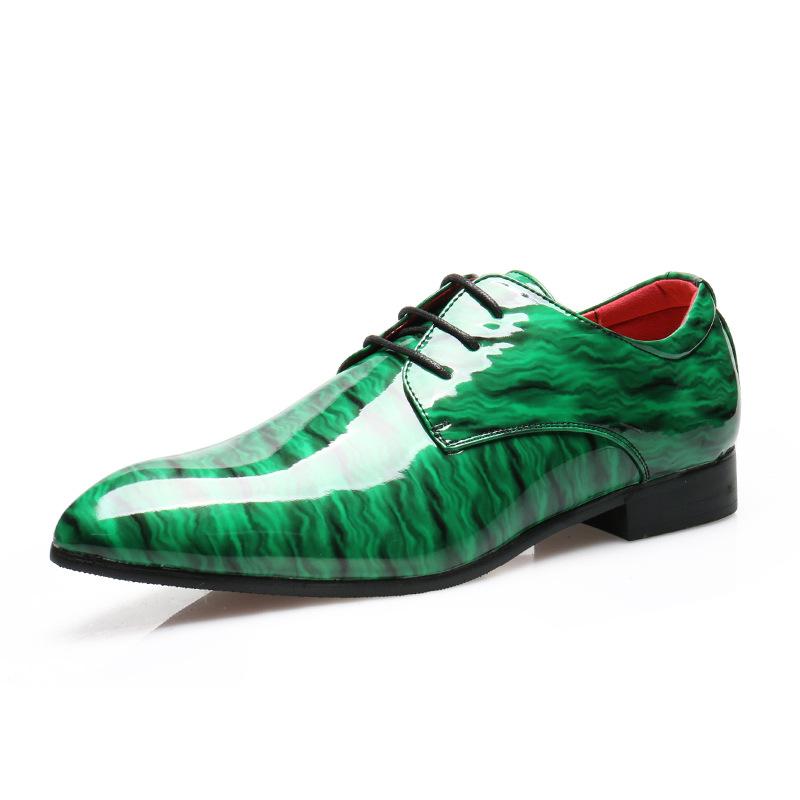 

7578 Lather Shoes Повсякденні Чоловічі Ділові Гостроносі Британські Шкіряні Черевики на Шнурівці, Чоловіче Взуття Великих Розмірів 48 зелений