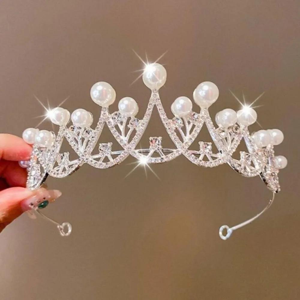DIY wedding hairband, princess, children s tiara, crown, headband pearl cubic zirconia