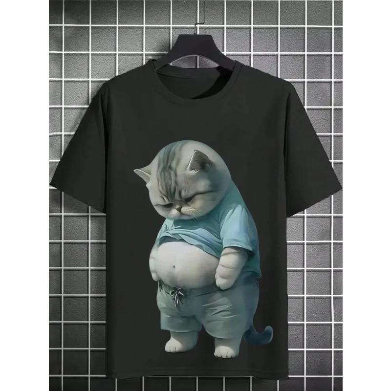 Versatile Simple Printed T-shirt Men's Casual Comfortable Round Neck Short-sleeved Fashion Top