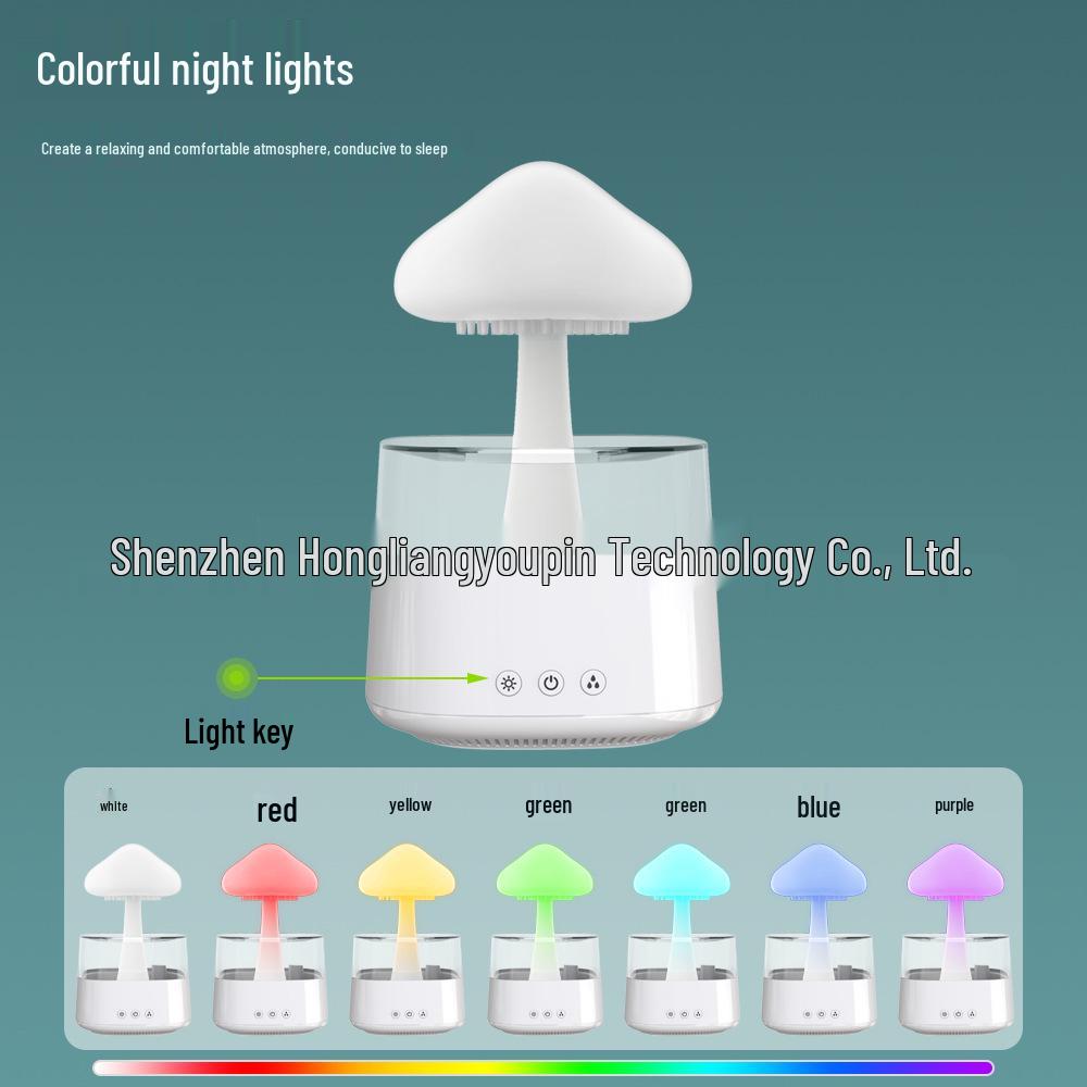 CH08 Seven-Color Rain Cloud Aroma Diffuser & Humidifier with Mushroom Lamp
