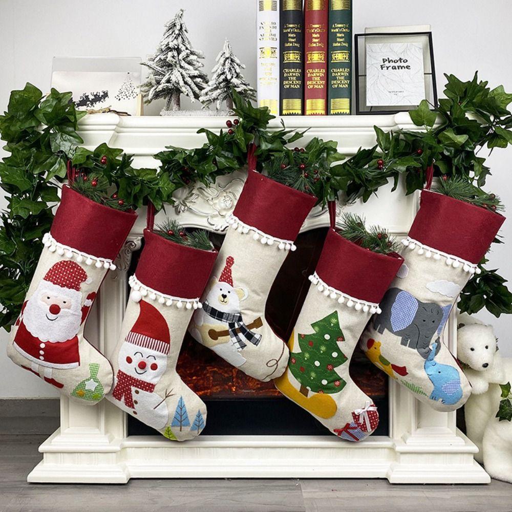 Kawaii Large Candy Christmas Stocking Santa Claus Fireplace Christmas Stocking Desk