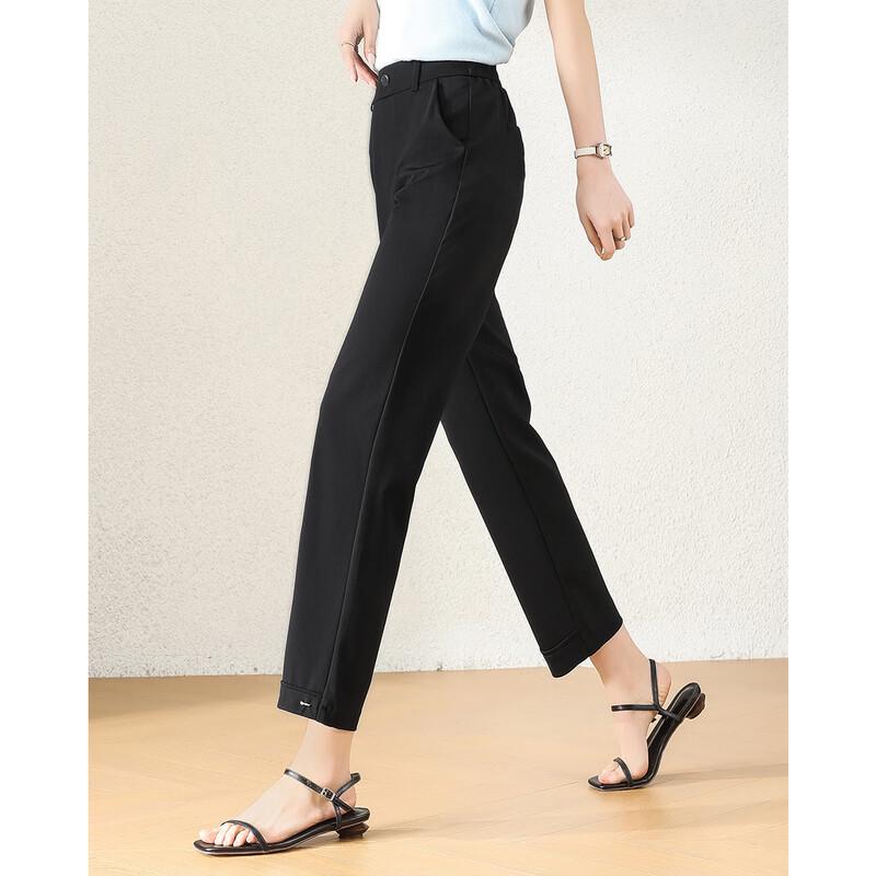 TERRE BLEUE Women's Casual Straight-Leg Cropped Pants