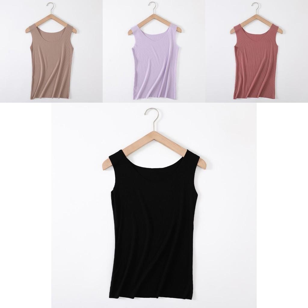 Women's Soft Seamless Ribbed Racer Back Stretch Tank Top For Yoga And Layering