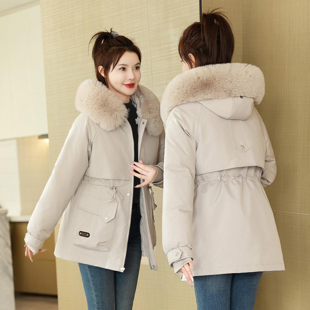 Pie overcome women's new winter down cotton clothes waist removable liner large fur collar thickened winter coat