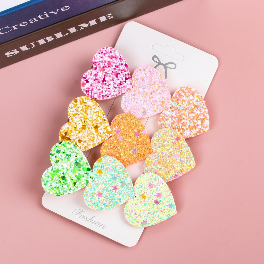 3PCS Colorful Star Hair Clips Women Grils Cute Glitter Heart Hairpin Barrettes Hair Clip Headwear Children Kids Hair Accessories
