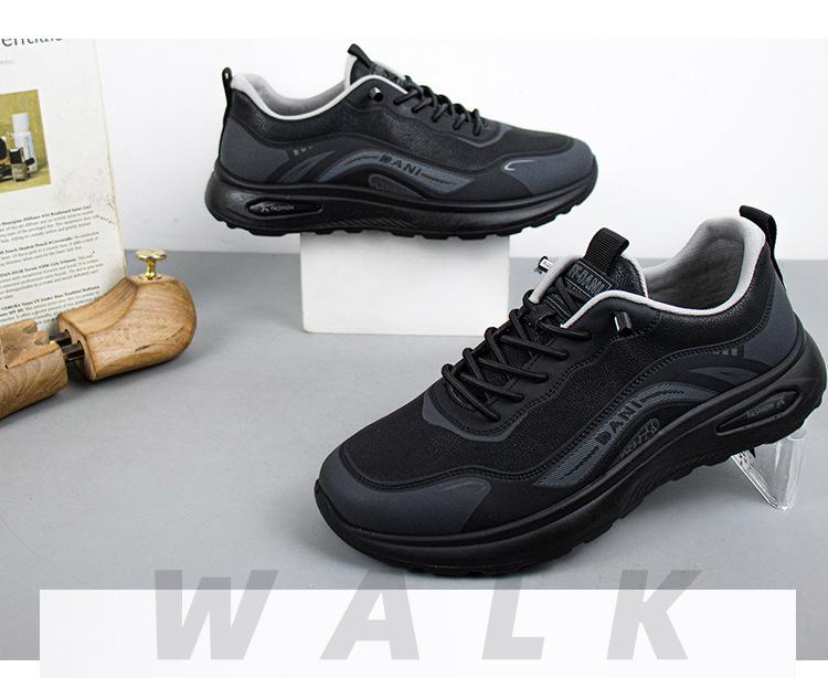 Automne/Hiver Chaussures de Course Décontractées d'Extérieur à Semelles Épaisses Noires pour Homme - Imperméables & Polyvalentes