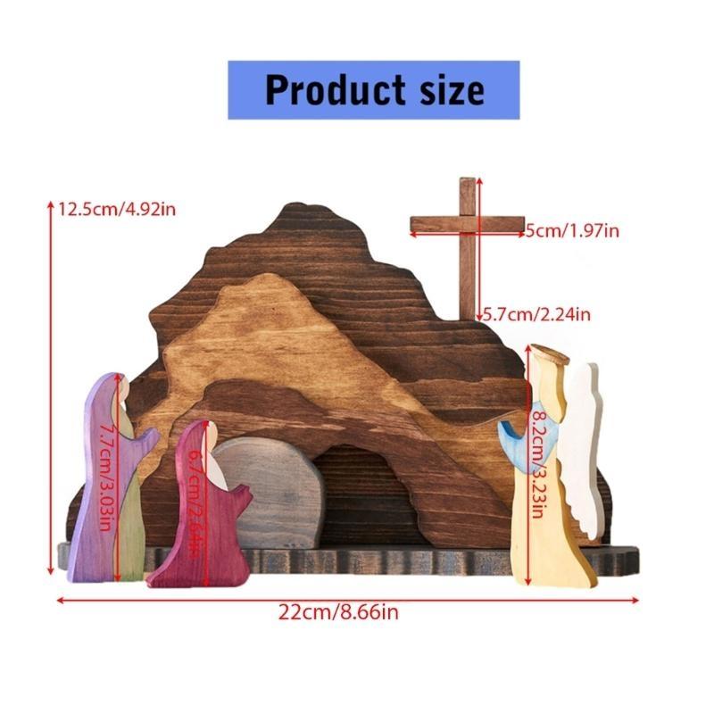 Handcrafts Wooden Easters Nativity Scene Figurines Set Decors for Home Tabletop Christian Celebration Display Ornaments top sale