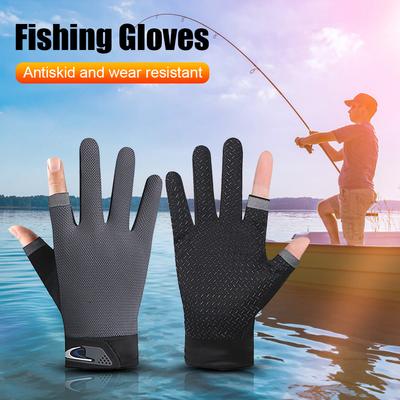 1 Pair Winter Fishing Gloves 2 Cut Fingers Sport Cycling Mitten Men Women Anti-slip Antiskid Fishing Wear for Pesca Fitness