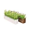 Silk Flower Pot with Wood Fence: Decorative Bonsai for Living Room or Office.