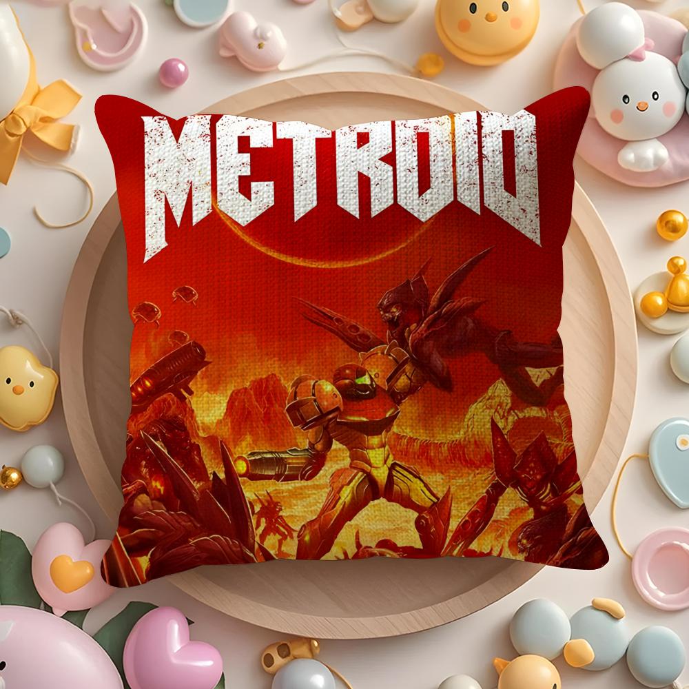 Game M-Metroid Cool Soldier Pillow Case Pattern Printed Pillowcase for Living Room Sofa Cushion Cover & Bedroom Decor