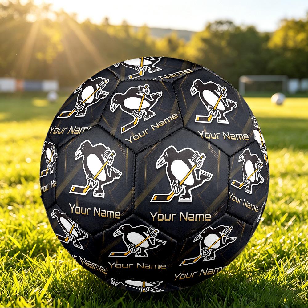 Pittsburgh Penguins Size 5 Football, Custom Name Text Personalized Soccer Ball Sport Training Gift