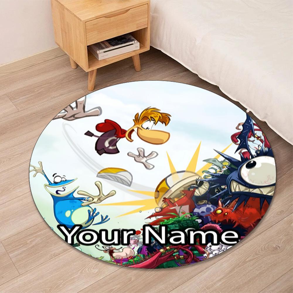 Custom Name Rayman Printed Round Rug Carpet Chair Rug Area Rug Entryway Doormats,for Office Chair Living Room Bedroom Kitchen Room.