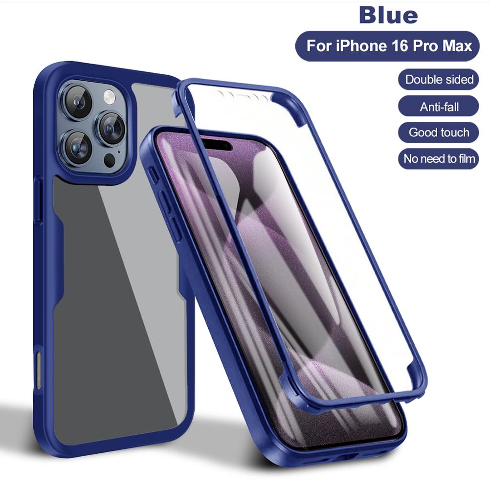 360 Clear Shockproof Case For iPhone 16 Pro Max Screen Back Transparent Cover Full Protection For iPhone 16 Plus 16Pro Max Cases