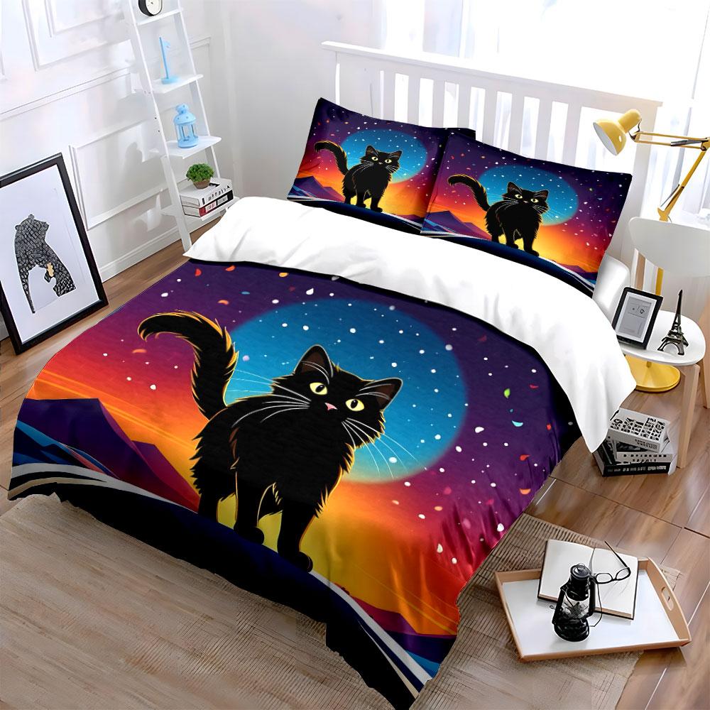 "Moonlit feline dreamscape." Bedding sets Duvet covers Pillowcases(1* Duvet Cover 2* Pillowcases without duvet insert)