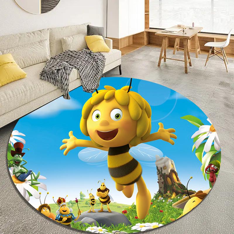 Tappeto Rotondo Api e Maya, Tappeto per Soggiorno Camera da Letto Divano Sala Giochi Decorazione, Tappetino Antiscivolo 34