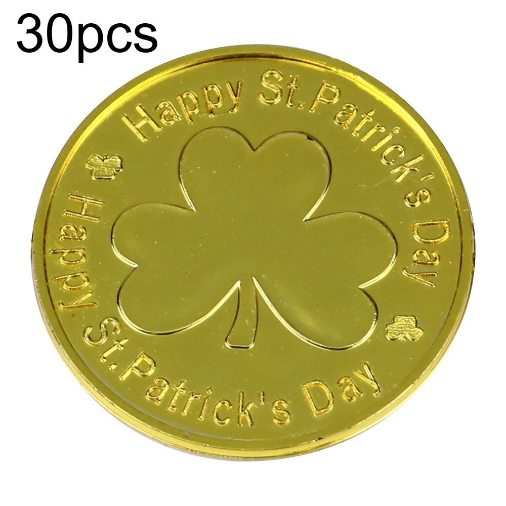 30 Stück Plastik Kleeblatt-Münzen für St. St. Patrick's Day Mit Kleeblättern, Diese Goldenen & Grünen Münzen Kommen mit Kleeblatt