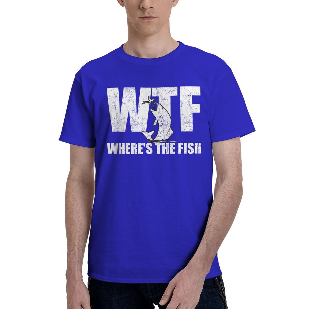 Where's The Fish Men's Funny Fishing Gifts Fathers Day Printed T Shirts for Men Women  Pure Cotton  Tee Shirt Clothes
