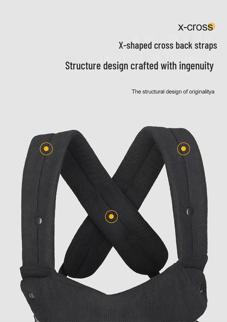 Infant Pure Cotton Double Shoulder Baby Carrier with Hip Seat, Spine Protection, and Front Carrying.