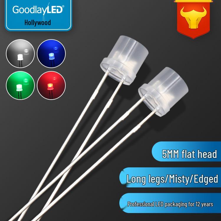 

Haolai Guang 5mm Flat-top Diffused LED, Long Lead, White, Red, Blue, Green Light Emitting Diode White to Red