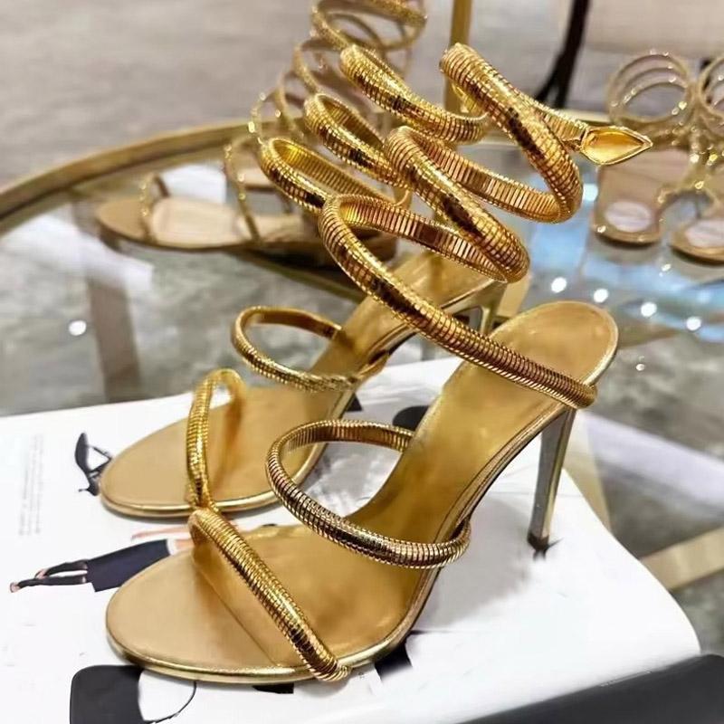 Fashion Liyke Summer Sexy Snake Twine Around Strap Women Sandals Narrow Band Open Toe Thin High Heels Party Stripper Shoes Zapatos Mujer