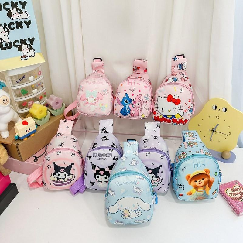 Hello Kitty Kids Crossbody Bag Lightweight Nylon Chest Pack For Daily Essentials Unisex Design