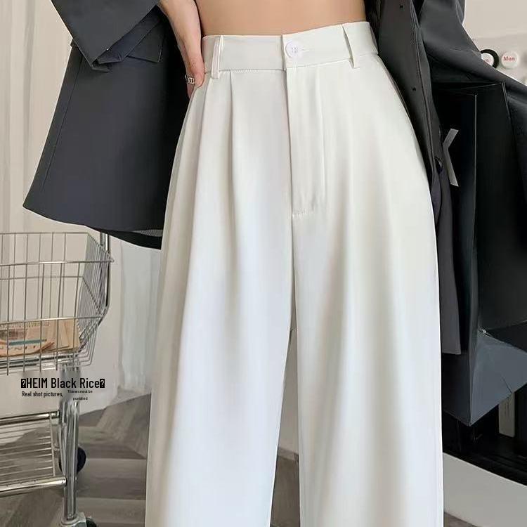Women s Drapey Soft Straight-Leg Wide-Leg Black Pants - High-End 2026 Spring/Autumn Casual Commute Wear S Drapey Soft