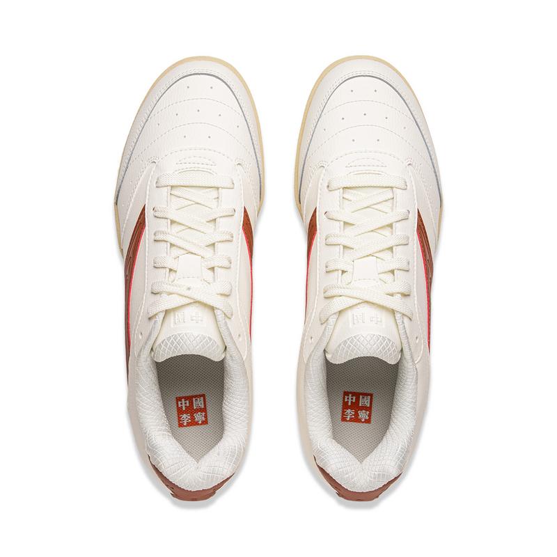 Li Ning Fashion Trend Series Comfortable Lightweight High Resilience Table Tennis Low Top Casual Shoes Unisex Casual Shoes Off-White AZGU151-14