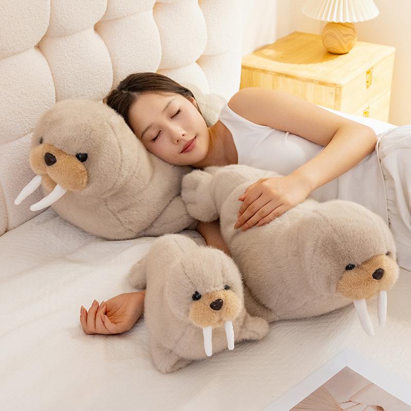 Favorite Toy Unisex Kids Khaki 4 Sizes Cuddly Walrus Plush Toys Soft Comfy Chubby Walrus Doll Warm Sleeping Throw Pillow Kawaii Home Decor Kids Birthday Gift