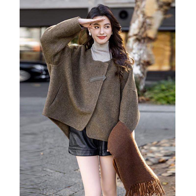 Mocana French Hepburn Style Double-Faced Wool Short Coat