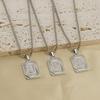 Unisex 18K Titanium Steel A-Z Letter Pendant Necklace with Square Pearl Chain