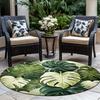 Monstera Leaf Round Rug Flannel Soft Non Slip Floor Mat Tropical Plant Decor for Living Room Bedroom Outdoor Patio Garden