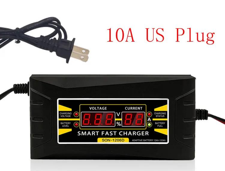 12V 10A 6A Full Automatic Smart Car Battery Charger Moto Smart Power Charging Wet Dry Lead Acid Digital LCD Display EU US Plug