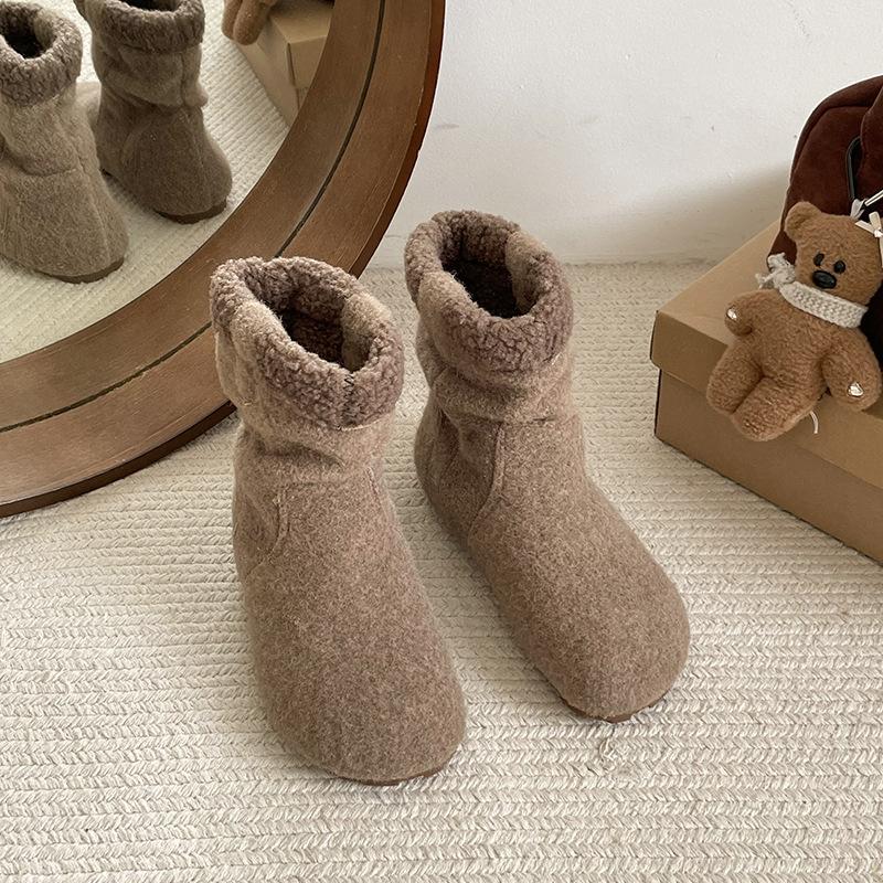 Women's soft elastic thick sole heightening winter fur one warm cold padded snow boots non-slip wear casual sports plush cotton boots