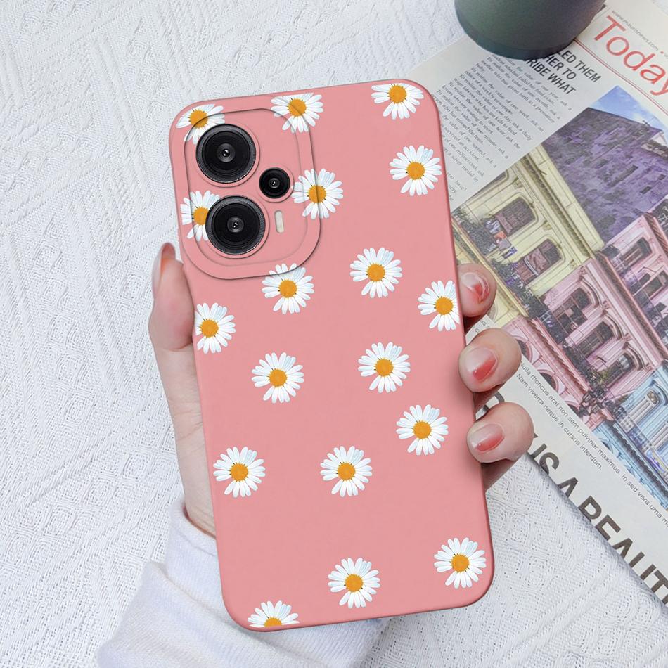 Case For Poco F5 Pro Painted Flowers Soft Liquid Silicone Camera Lens Protection Back Cover For Xiaomi Poco F 5 F5Pro Protectors