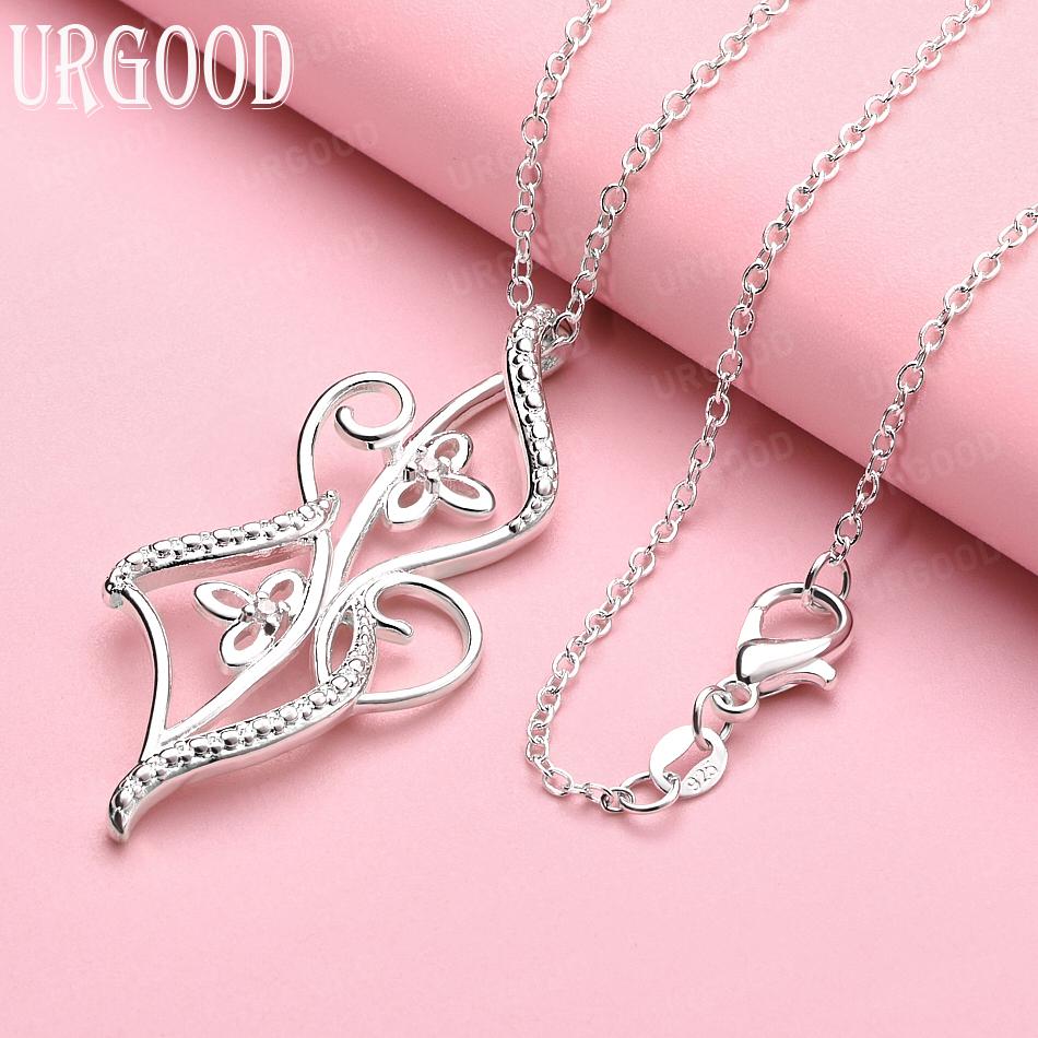 925 Sterling Silver Fashion Jewelry Geometric Pendant Necklace Wedding Gift