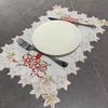 Christmas Placemat Embroidery Fabric 30 * 45cm Candle Pattern Holiday Party Wholesale Western Food Mat