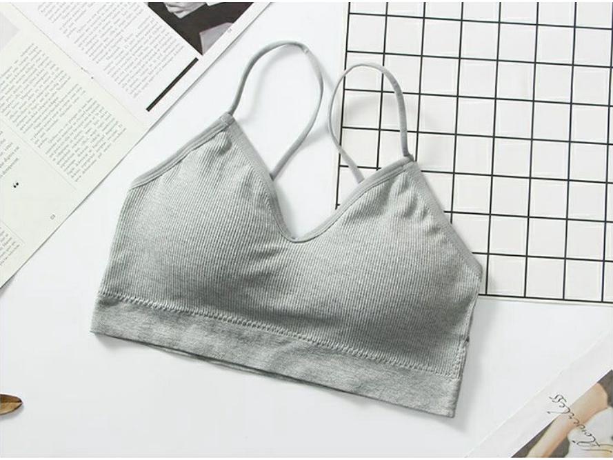 Seamless Plus Size Beautiful Back Bandeau Camisole Bra with Chest Pad and Thin Straps for Small Chest Women.