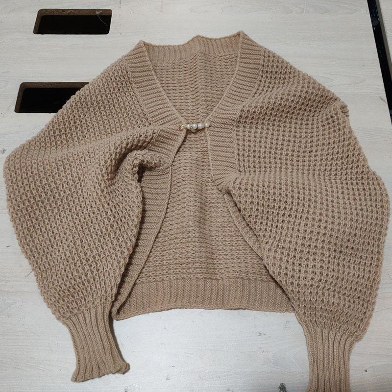 Women Cropped Shrugs Sweaters Long Sleeve Open Front Cardigan Lightweight Knit Shawl Cover Up Ponchos