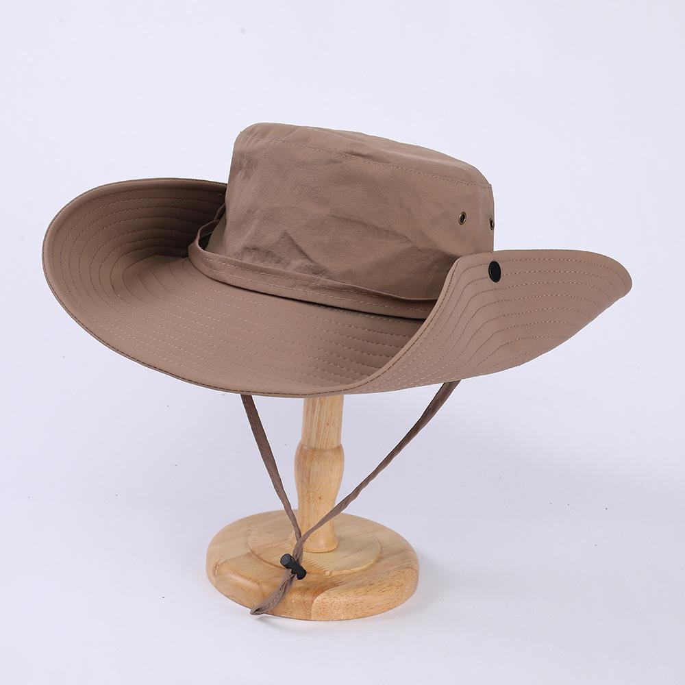 Summer Cowboy Hat Bucket Hat Women's Outdoor Big Brim Fishing Hat Hiking Camping Sun Protection Quick Drying Big Brim Adjustable