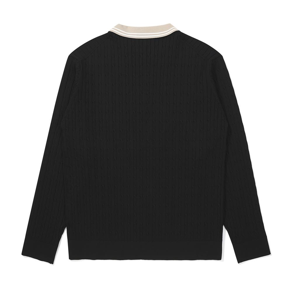 MALBON GOLF Classic Cable Half-Zip Sweater Black (Man)