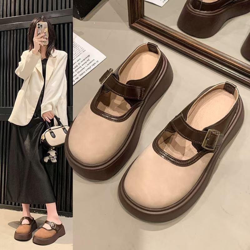 New bag head half slippers, lazy shoes, platform-soled casual fashion versatile sandals, comfortable and breathable in autumn