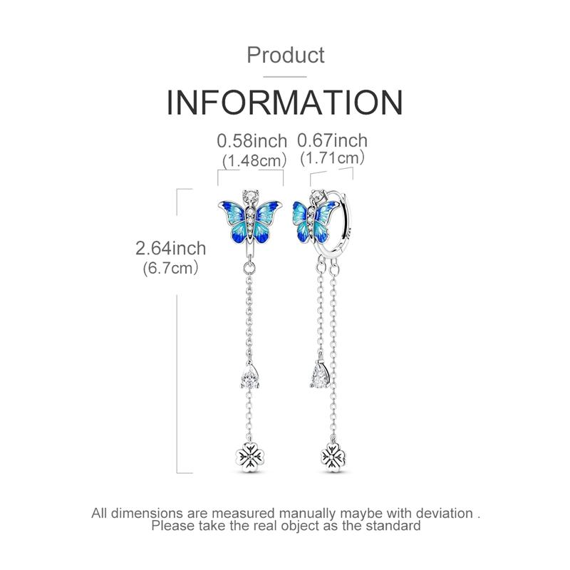 925 Sterling Silver Earrings Women Zirconium Sparking Butterfly Tassel Drop Earring For Anniversary Wedding Jewelry GiftsGood Product