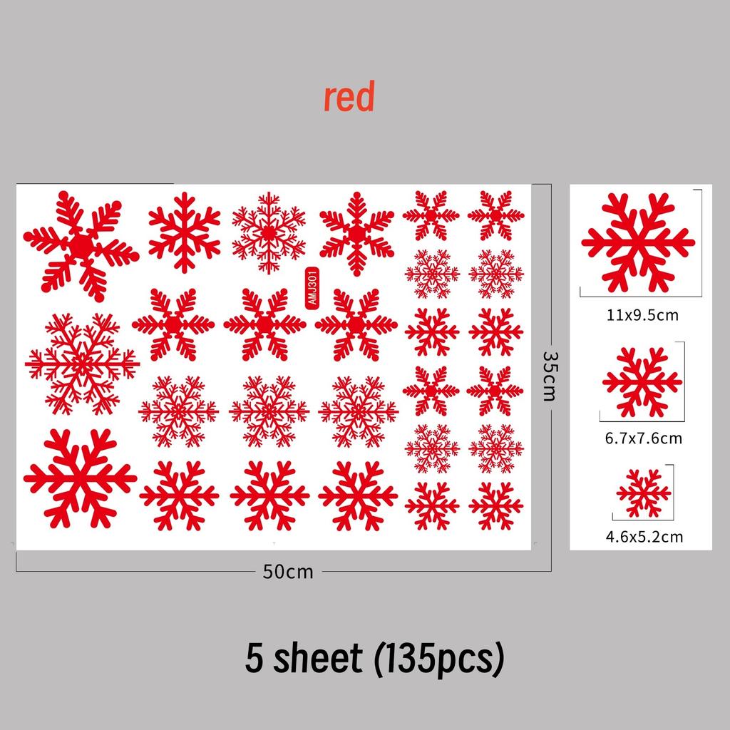 135Pcs Christmas Window Clings Snowflakes Window Decals Static Window Stickers for Xmas Party Supplies Thanksgiving Party Décor