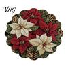 Non Slip Kitchen Decor Round Christmas Placemat, 14 Inch Festive Pattern Anti Tabletop Protector, Scald Table Cover Heat Insulation Place Mat